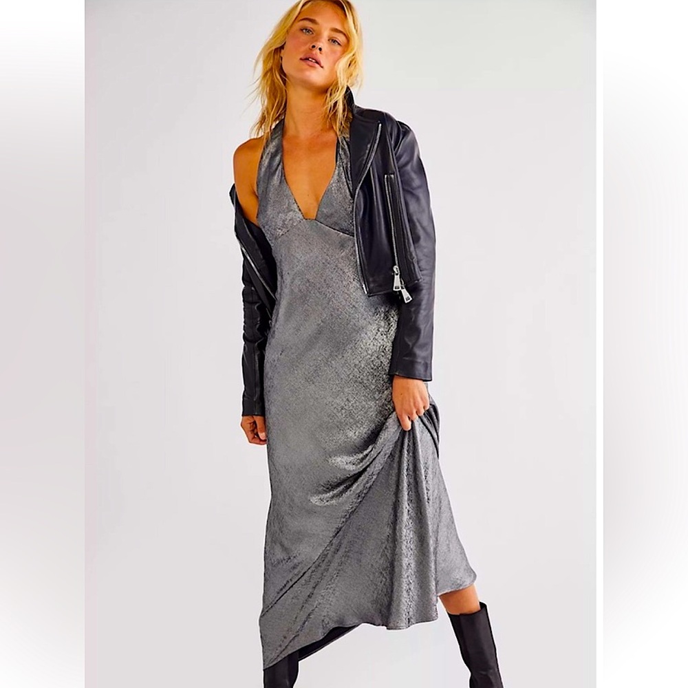 Free People Ella Maxi Dress in Black Magic. Size 8. NWOT